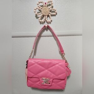 Juicy Couture Quilted Pink Shoulder Bag Heart Charm